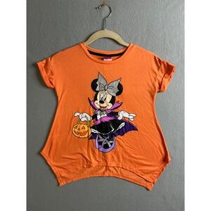 Disney‎ Tee Shirt Girls Medium Minnie Mouse Halloween Graphic Tee Sparkle Bow